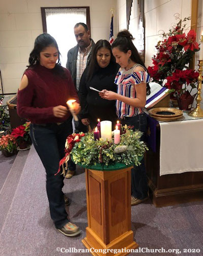 Members with Advent Wreath, 1/3/20 - visit Collbran Congregational Church in Collbran Colorado